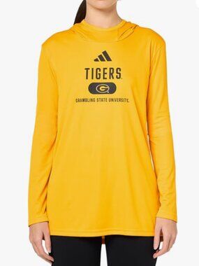 NWT Adidas Grambling State Tigers Hooded Long Sleeve Performance Top Medium Yell
